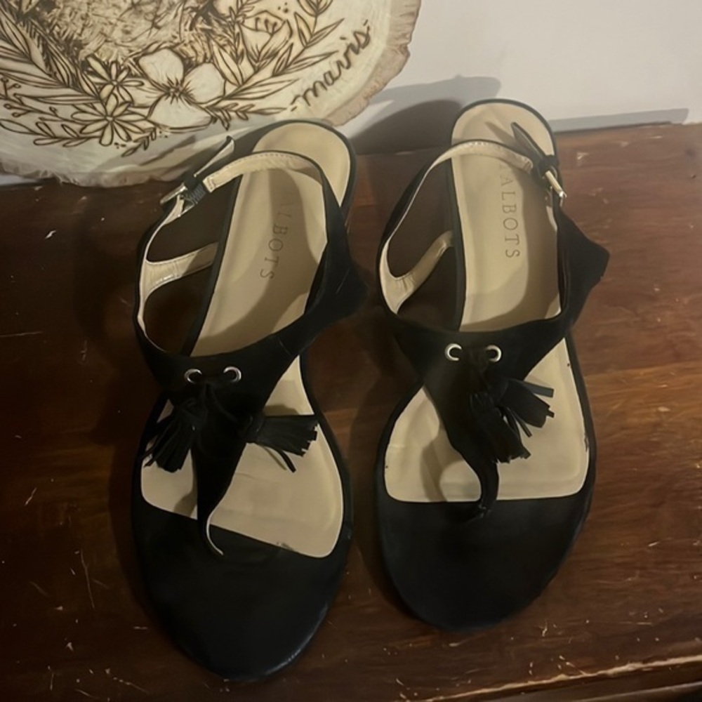 Talbots Black Sandals with Tassel Accent
